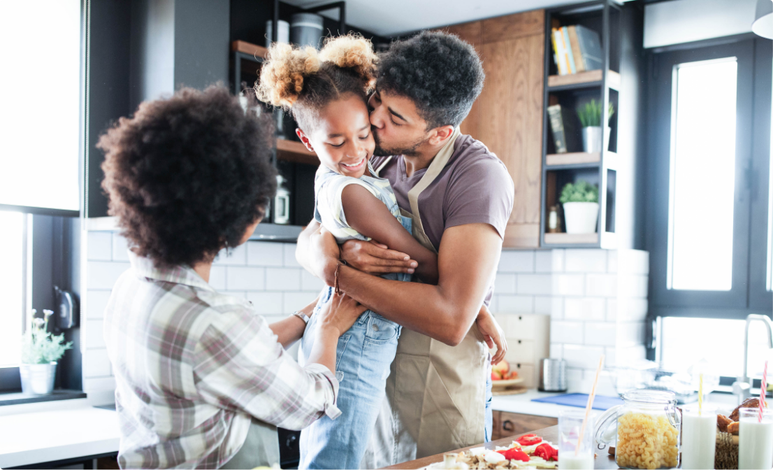 Happy family in a new home