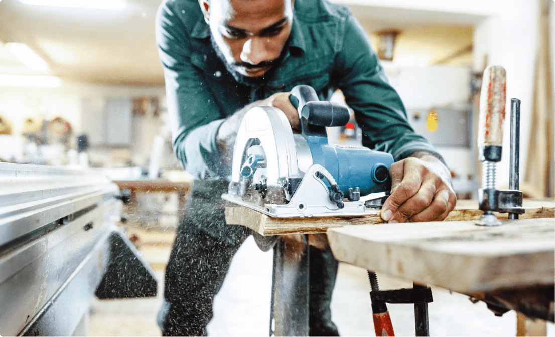 Man working on home improvement project