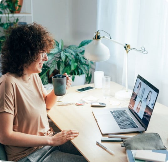 Cardinal Financial employee working remotely from a home office.